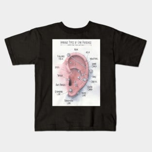 Watercolor Ear Piercing Chart Kids T-Shirt